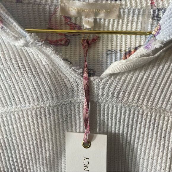 Love Shack Fancy Ciel Cropped Hoodie Aqua Reflections Butterfly Size Small NWT - Picture 14 of 15